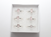 Natural Morganite Rings for Women in Sterling Silver (Pack of 6, Prong-Set, Faceted)